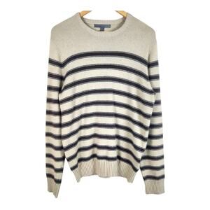 Y2K Old Navy Mens Medium Wool Angora Blend Pullover Sweater Striped Beige Skate